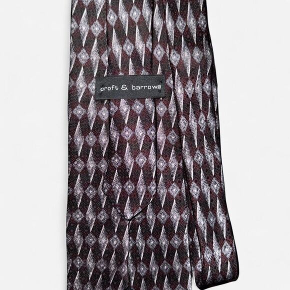 Purple and Black Vintage Geometric Silk Neck Tie - Picture 4 of 5